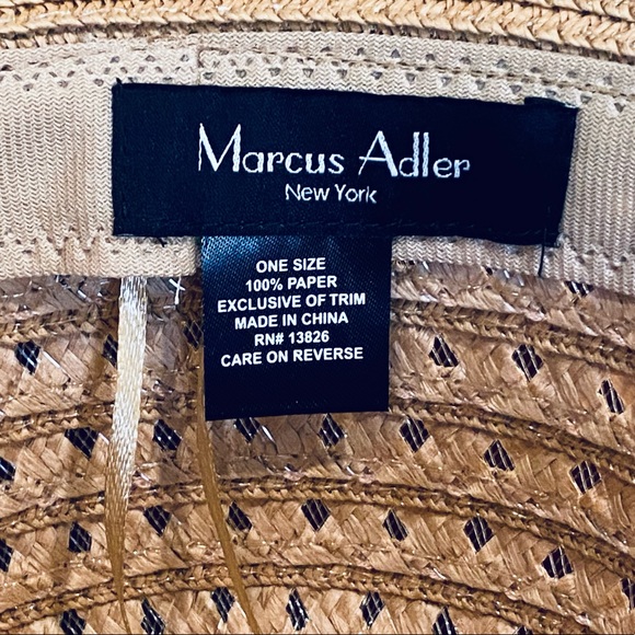 🌟2xHP🌟NWOT Tan Wide Brim Paper Straw Hat with Paper Raffia Trim Marcus Adler - Picture 9 of 11